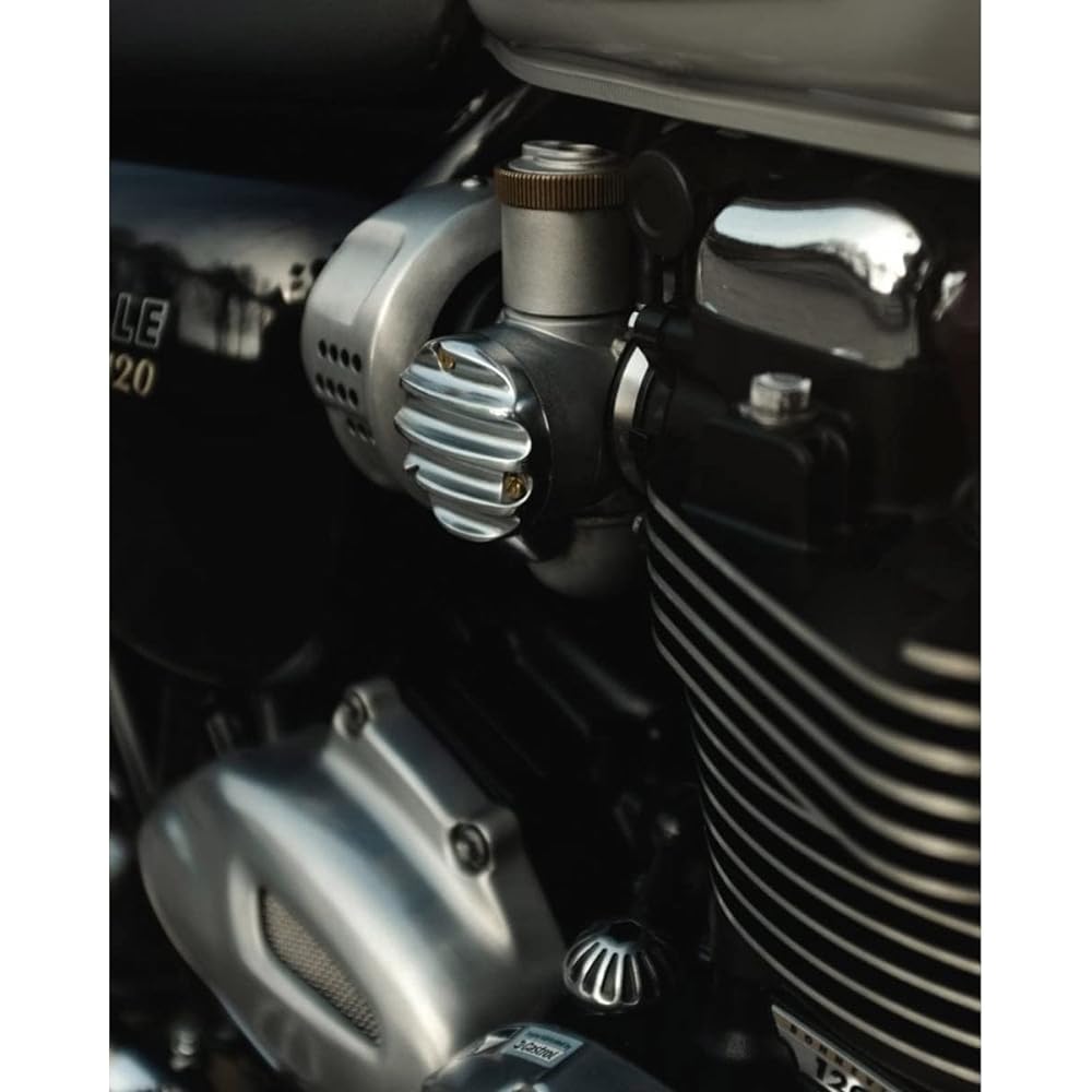 Motone Throttle Body Cover Bonneville T120 Thruxton/R/RS Bobber Aluminum Die Cast Rib Polished MMU015