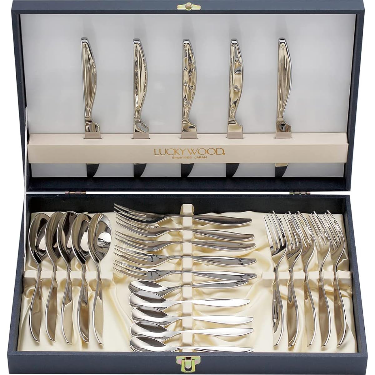 Lucky Wood <Leilia> 25pc. Dinner set (for 5 guests) Silver