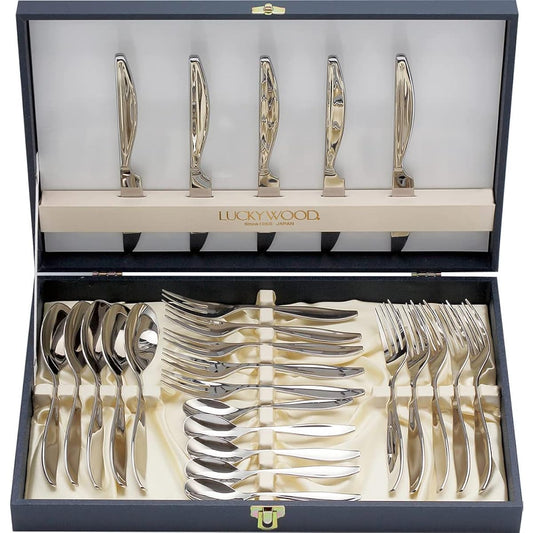 Lucky Wood <Leilia> 25pc. Dinner set (for 5 guests) Silver