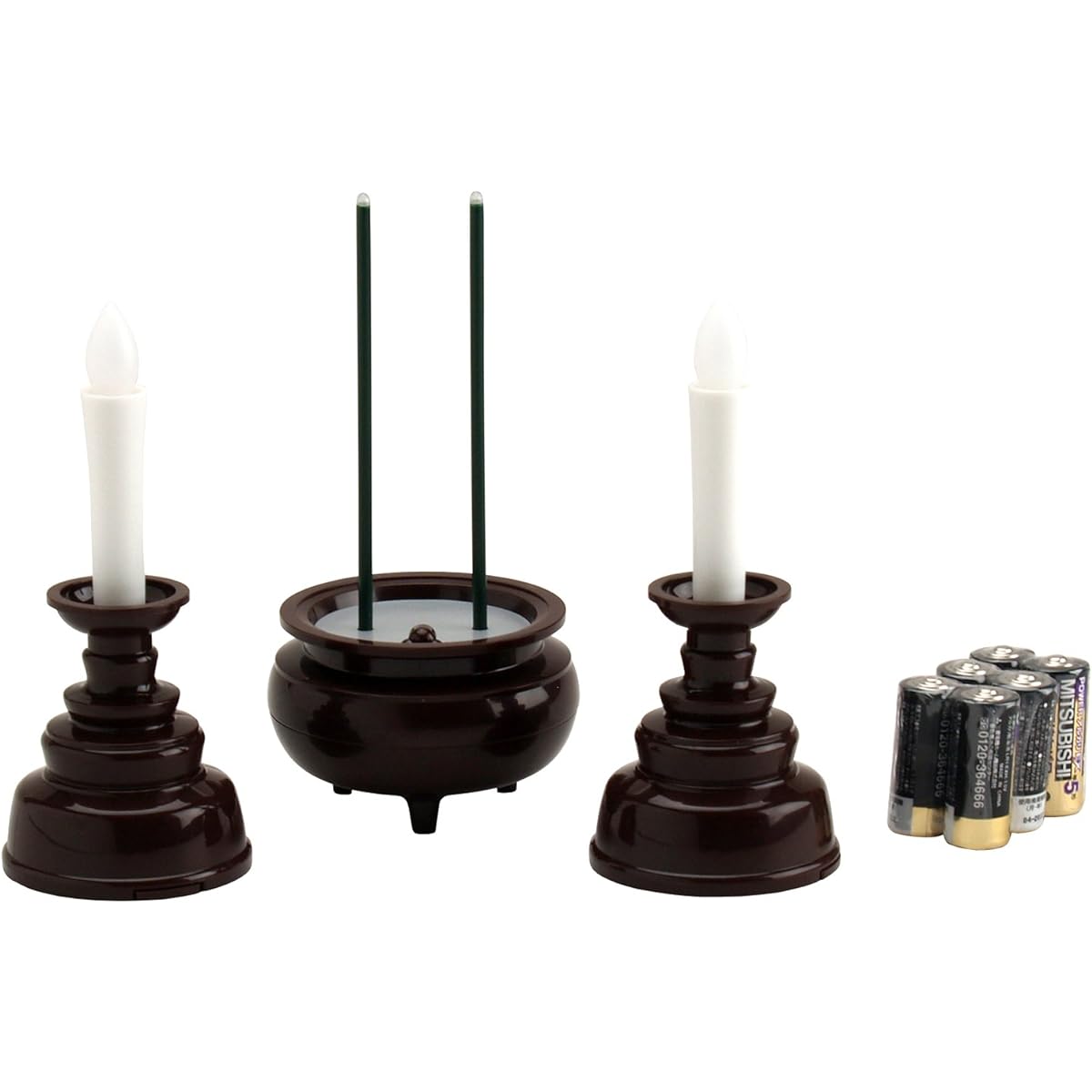 Asahi Denki Kasei Electronic Fire Safe and Secure Smile Kids Safe Candle and Incense Stick Set Brown (Set of 2 candles and 1 incense stick) AGI-102DB