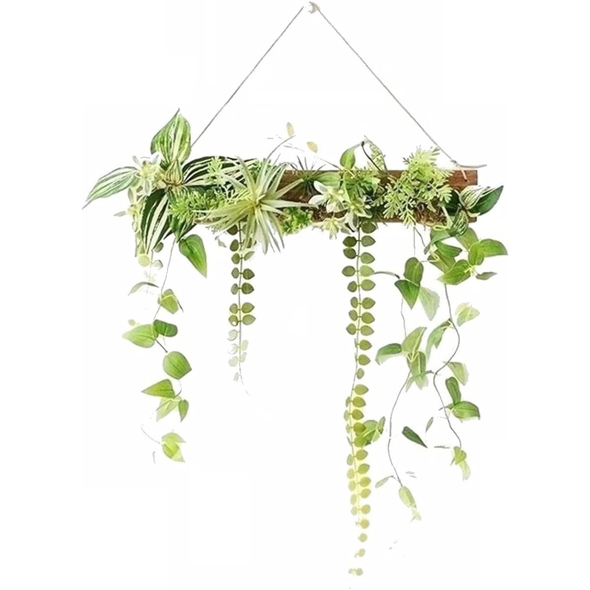 MedianField [Houseplant Photocatalyst Deodorizing & Antibacterial Wall Green] Fake Green Wall Hanging 50cm x 40cm with Hook Artificial Flowers Fake Stylish Artificial Plant Air Plant Indoor Large Frame Interior Antique Miscellaneous Artificial Wall Hangi
