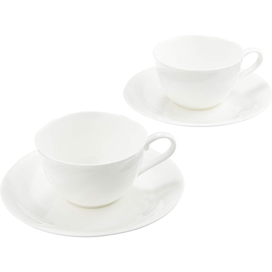 Noritake Cup & Saucer (Pair Set) (For Coffee Tea) 220cc Ensemble White Microwave Safe Dishwasher Safe 2 Bone China P59387A/9640