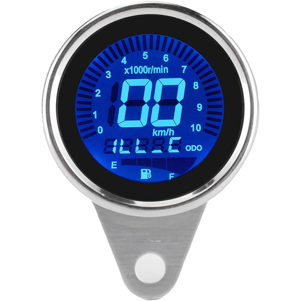 Aramox Motorcycle Speedometer 12V Universal Motorcycle Multifunction Meter Tachometer Odometer Fuel Gauge Speedometer Silver