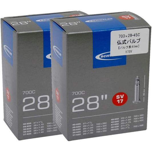 SCHWALBE 700×28/45C Tube Presta Valve 17SV Set of 2