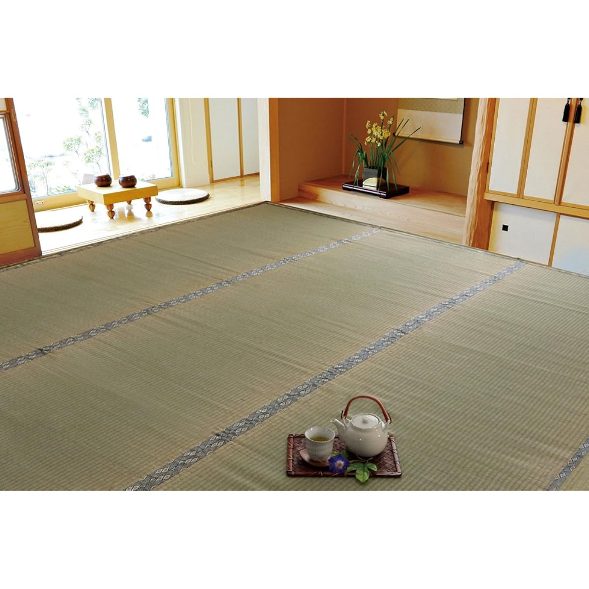 Ikehiko Igusa Rug, Yuzawa, 8 tatami mats between housing complexes, approximately 340 x 340 cm, Made in Japan, Overlay Carpet, Itohiki Weave Hiba Processing #1102708