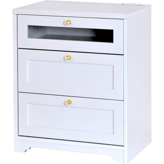 Sato Sangyo ANRI Middle Board Width 58cm Depth 40cm Height 70cm White 2 Drawers with Outlet Cord Hole Selectable Handle AN70-60MB WH