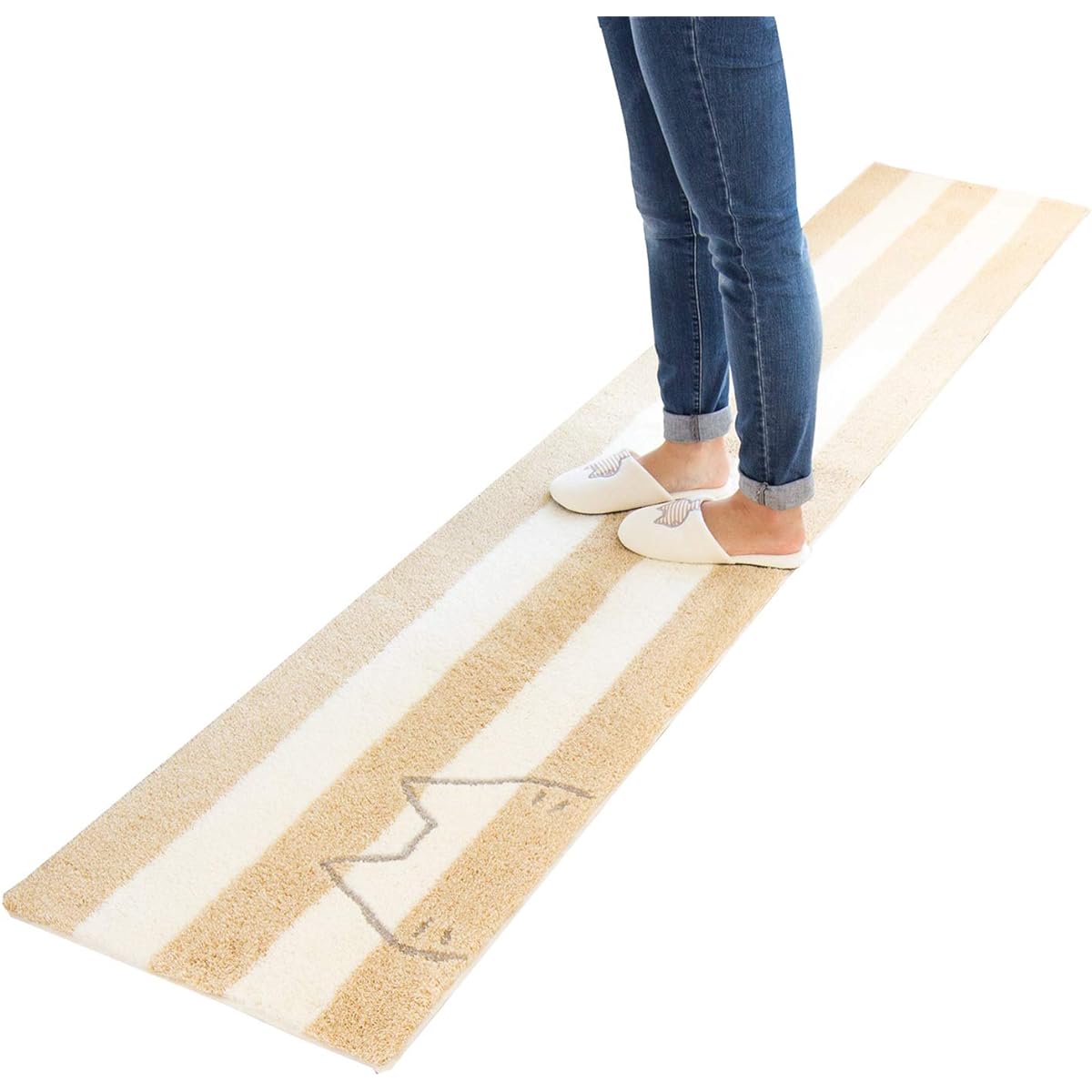 Oka Uchineko Kitchen Mat Approx. 45 x 240cm (White)