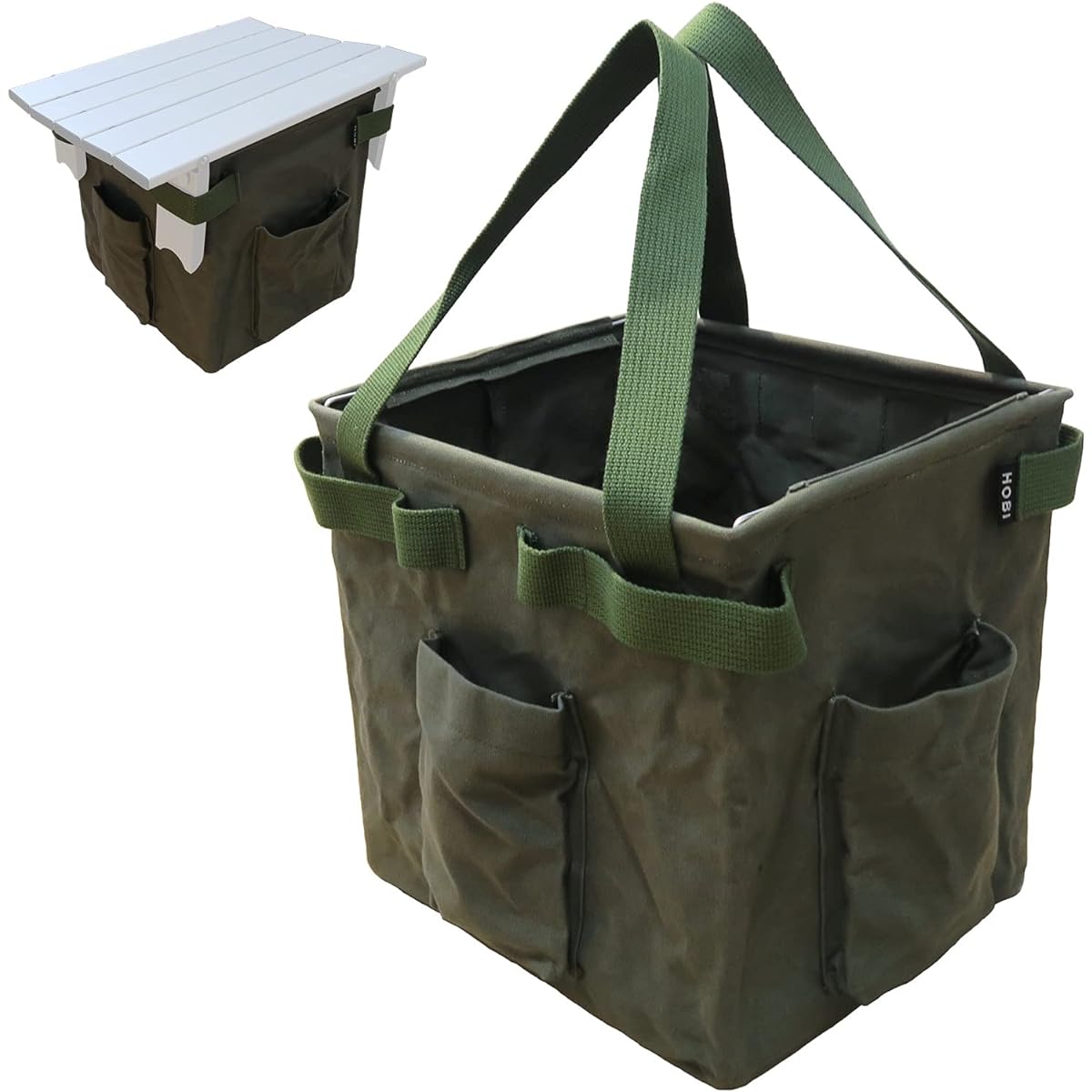 HOBI [Made in Japan] Standing Tote, High Quality Canvas (Rough Texture Finish), Water Repellent Paraffin Processing [Rough and Tough] 2WAY Military Ammo Box, Aluminum Roll Table M3713 Connection [MADE IN JAPAN]