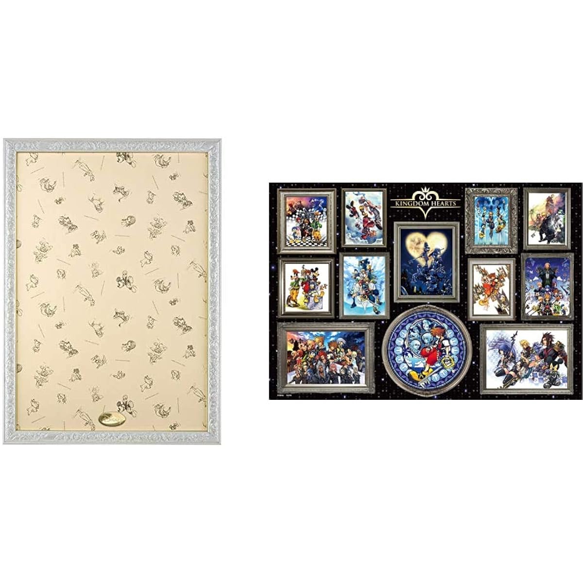 Puzzle Frame Disney Exclusive Art Figure Panel for 1000 Pieces Pearl White (51x73.5cm) & 1000 Piece Jigsaw Puzzle Disney Kingdom Hearts Art Collection (51x73.5cm) [Set Purchase]