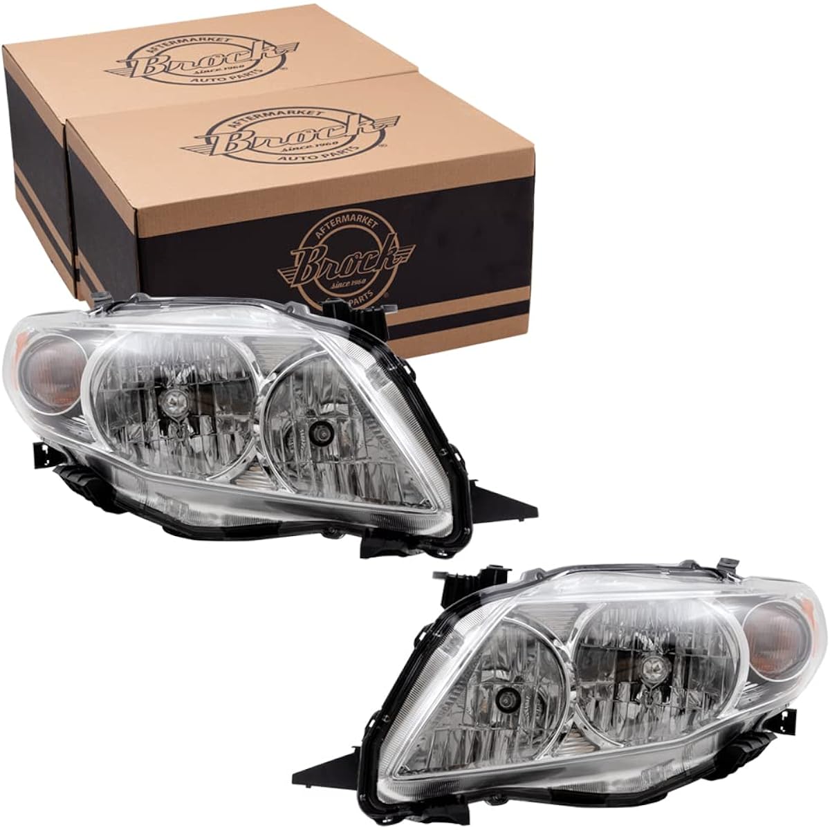 Halogen Headlight Chrome Housing 09-10 Toyota Corolla Pair Set Driver and the passenger seat side 81150-02670 81110-02670 8115002670 8111002670
