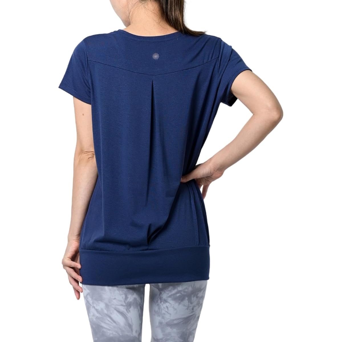 [machikaada] Yoga Wear Tops T-Shirt Short Sleeve Long Length 900 Long Length Ribbed Hem Long Length Yoga Hot Yoga Pilates Gym Fitness Wear Cute Stylish Long Body Cover