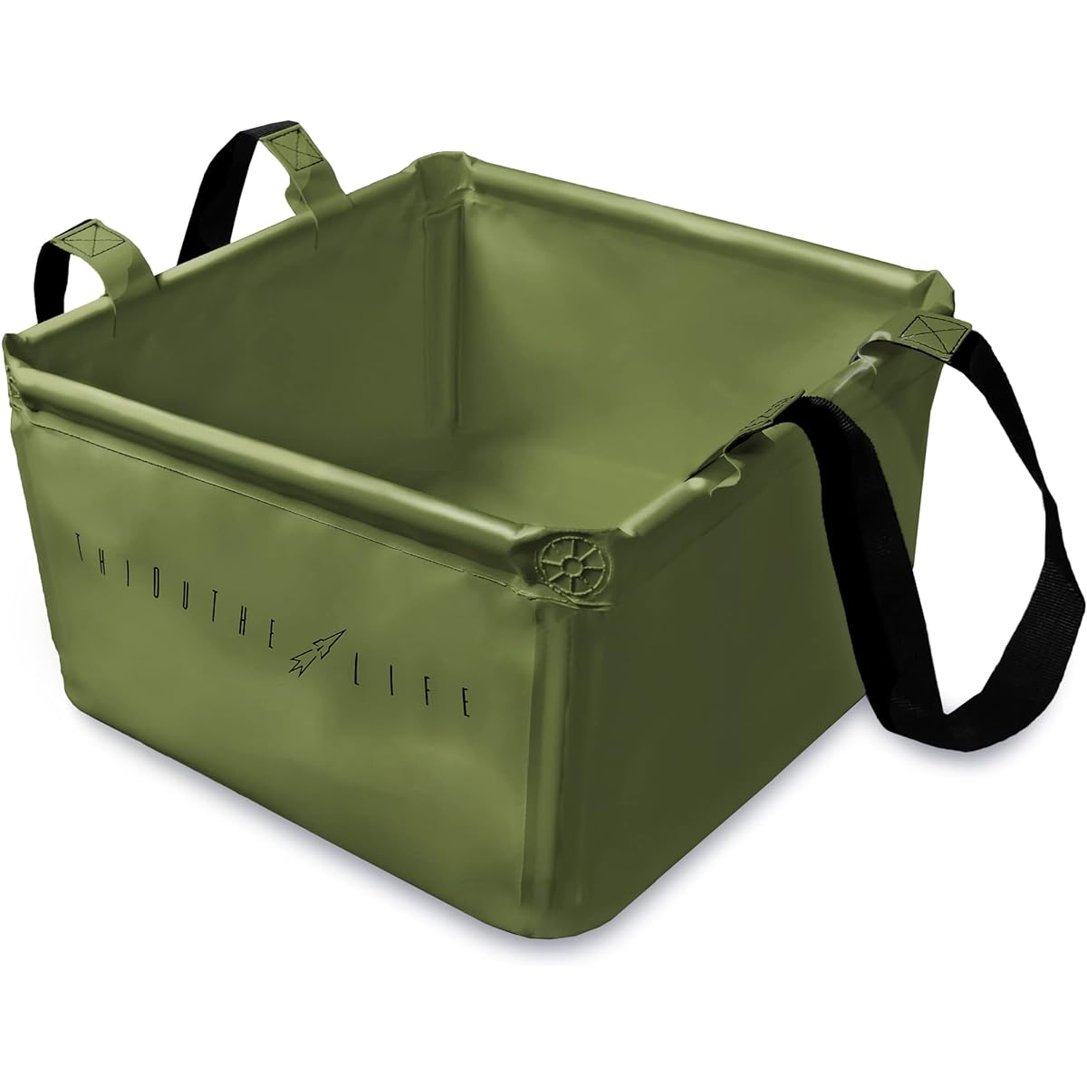 Siaza Life Folding Bucket, Camping Bucket, Jug, Field Rack, Accessory Container, Foldable, One Handed, Compact, Square, Large Capacity, 15L, Outdoor, Fishing, Car Wash, Laundry