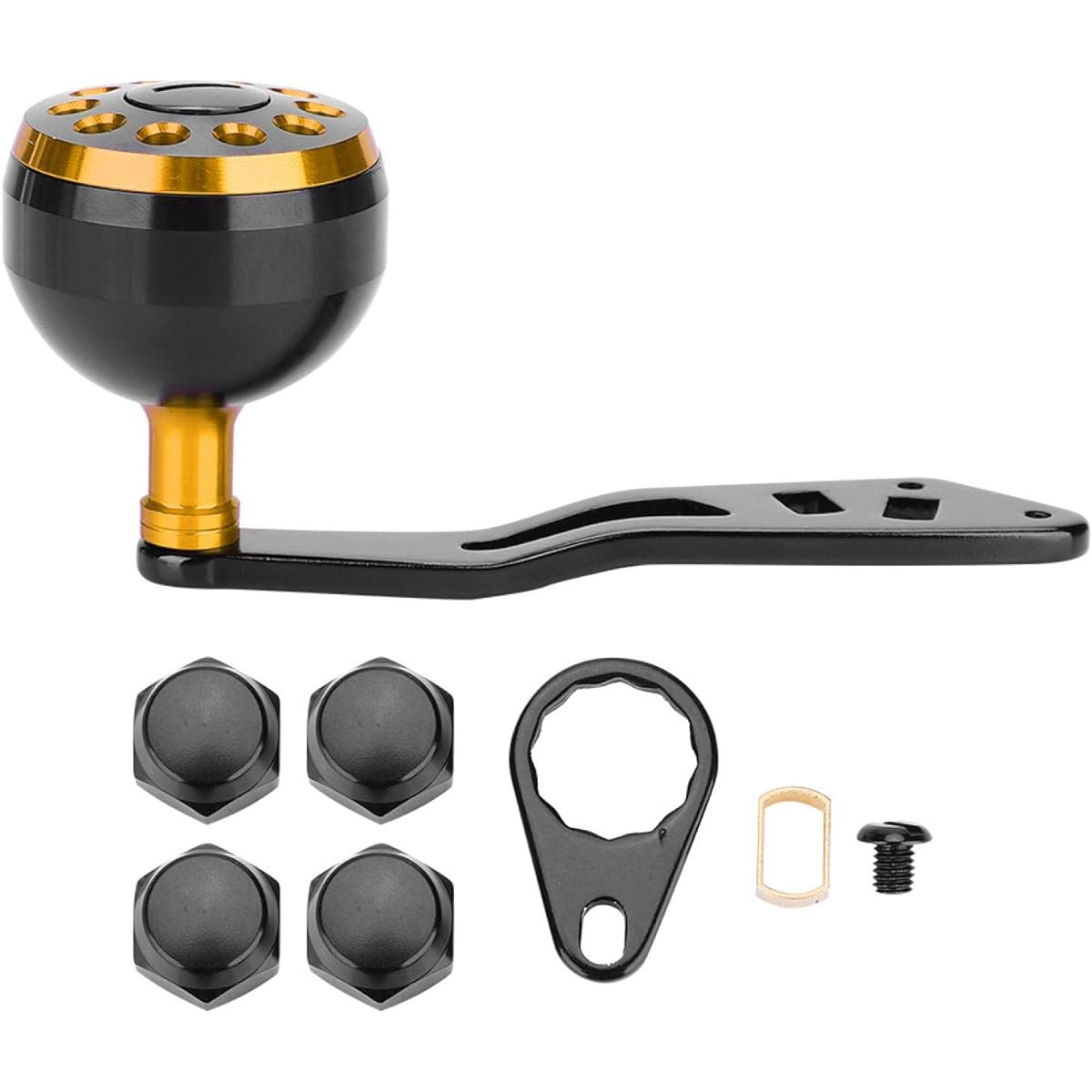 Reel handle, convenient reel handle knob, sturdy for most people (38mm black gold leiqiang single rocker arm)