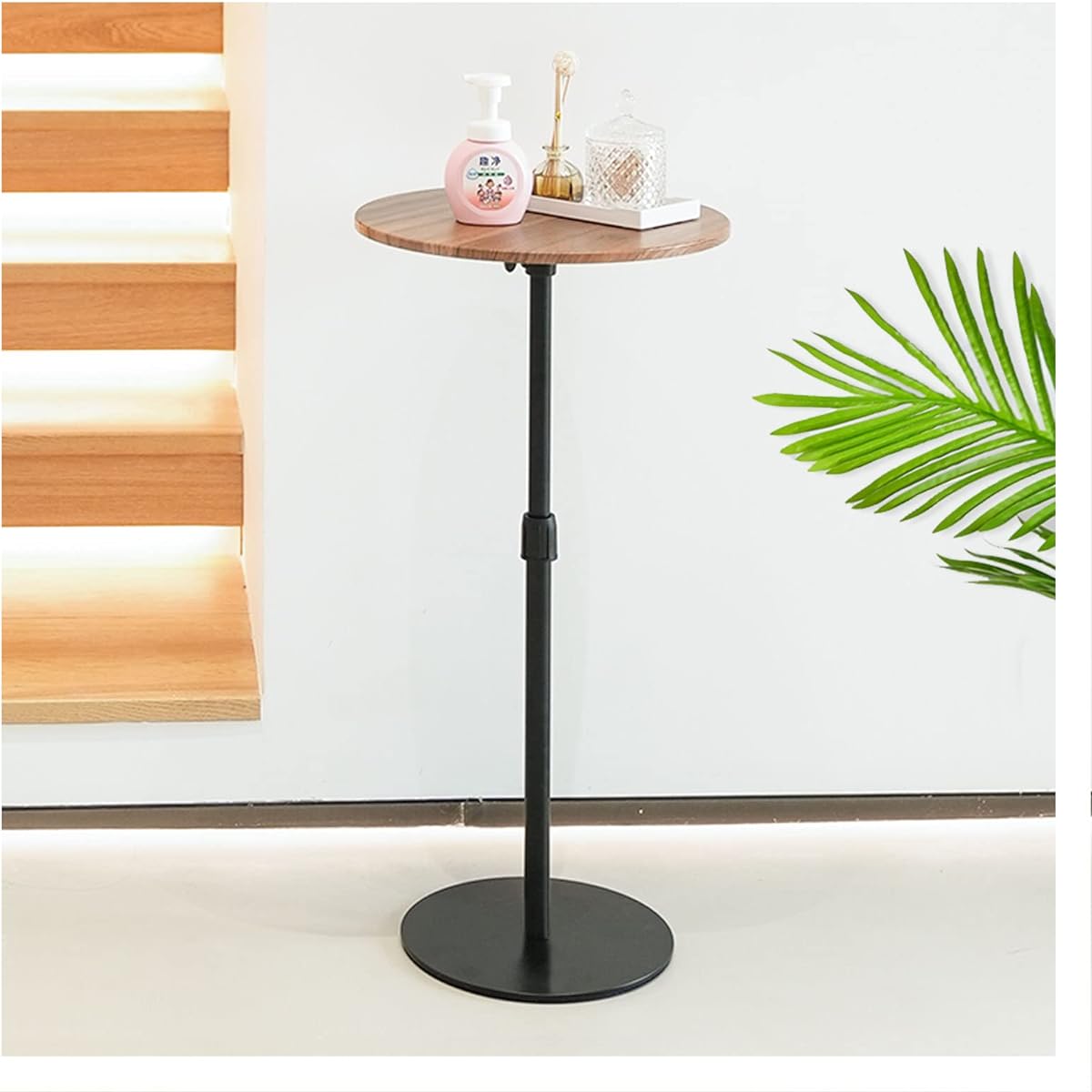 SupeDesk Side Table, Round, Small, Diameter 40cm, Liftable, Adjustable Height 58cm-85cm, Next to Bed, Sofa, Entrance, Load Capacity 10kg, Storage Stand, Stylish, Wood Grain