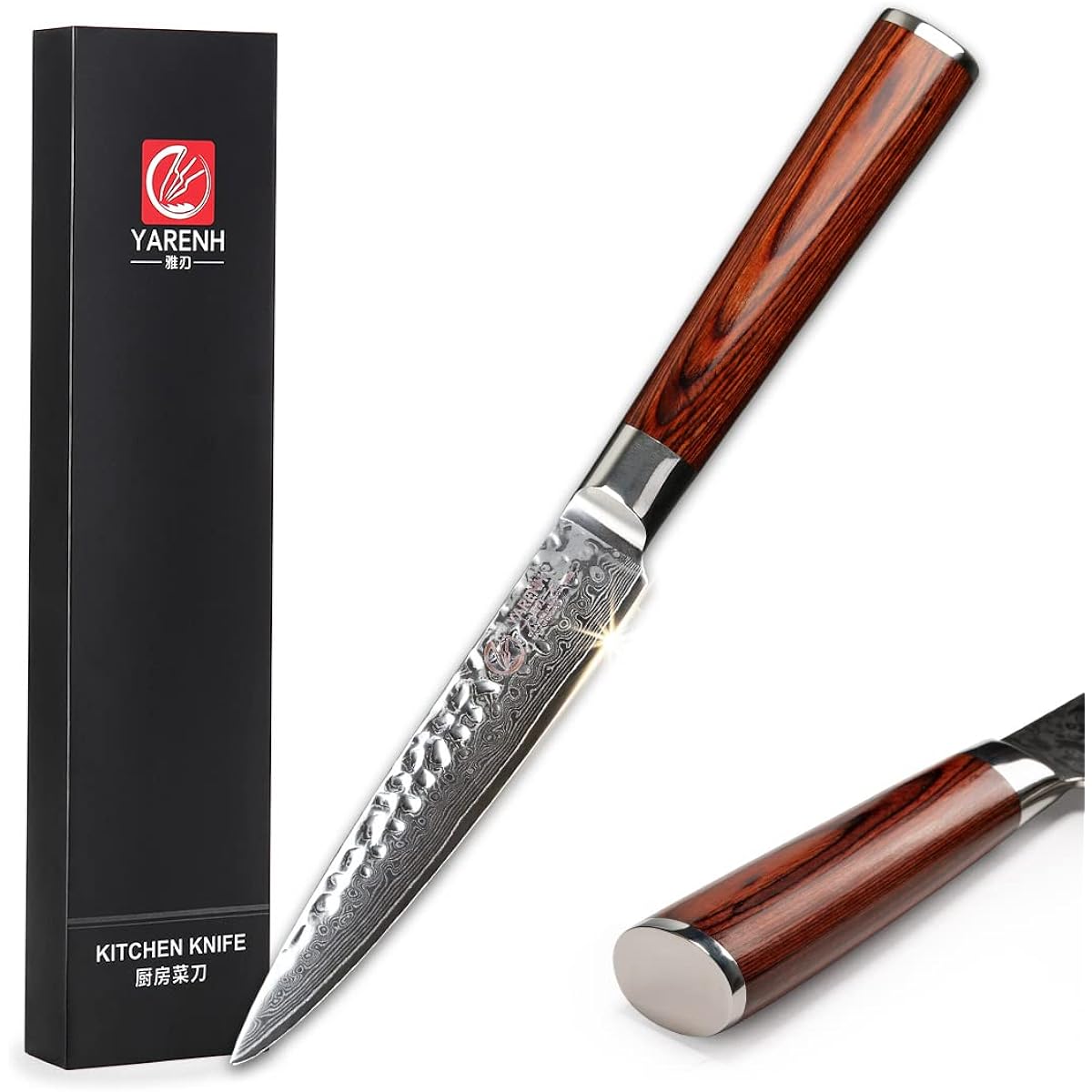 YARENH Gift Wrapping Knife, High Quality Western Knife, Damascus Knife, 120mm Yarenh Universal Knife, Damascus 67 Layers, Sharp Sharp Integrated Structure, Handle, Household Gift