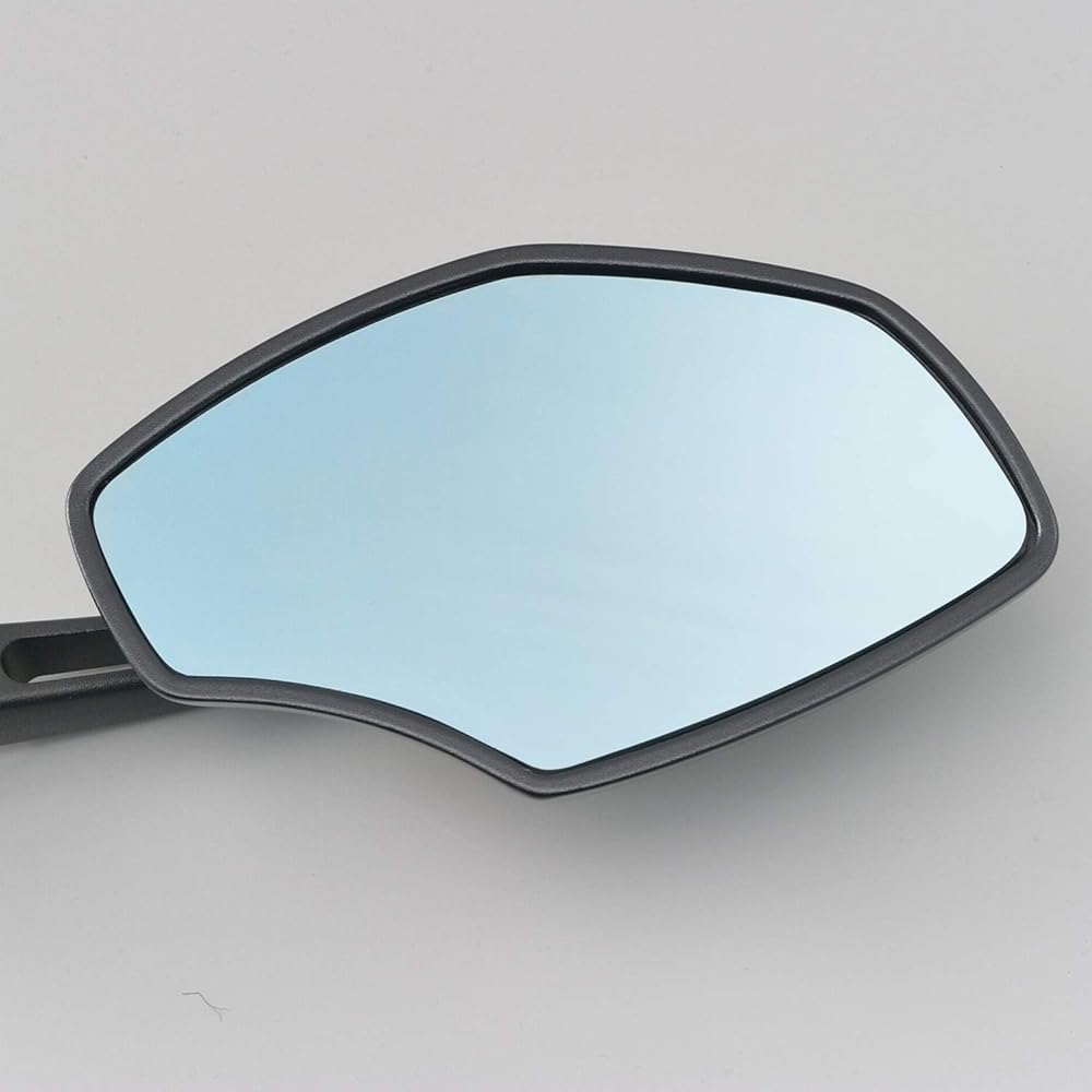 Daytona Parallel mirror for motorcycles, 1 on each side, right only, 10mm forward/reverse thread, conforms to new safety standards, Blue mirror (anti-glare mirror), Hexagon Blast Black 98916