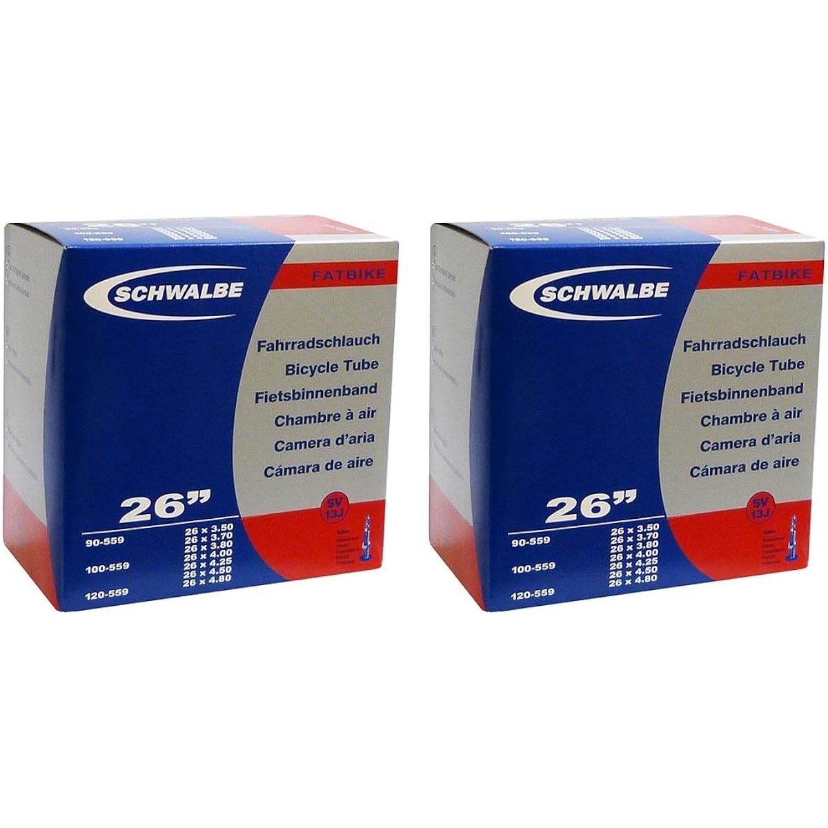 SCHWALBE 26 x 3.5/4.8 (Fat Bike) Tube Presta Style 40mm Valve 13J-SV Set of 2 [Parallel Import]