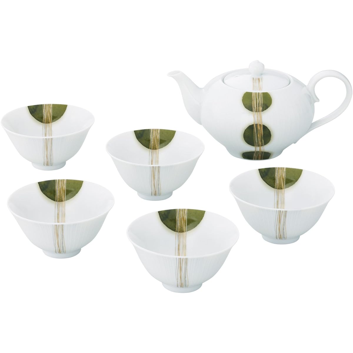 Noritake Tea Cup (with Pot) Set 155cc Evergreen Tea Cup: 5 Pieces Pot: 1 Piece Fine Porcelain WY1010/1658