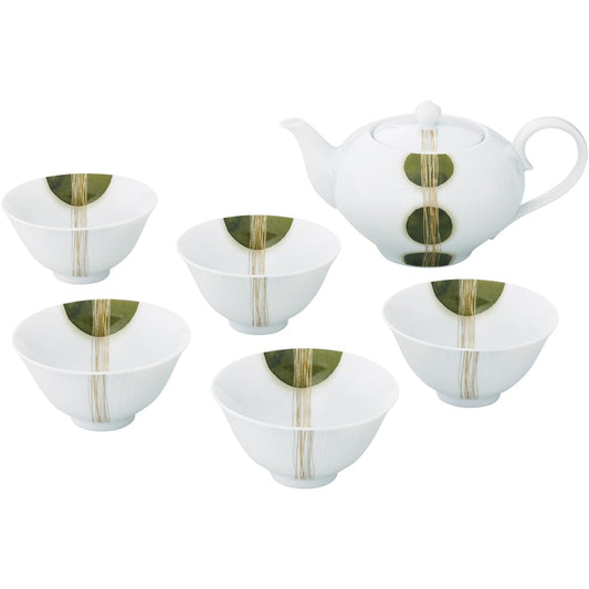 Noritake Tea Cup (with Pot) Set 155cc Evergreen Tea Cup: 5 Pieces Pot: 1 Piece Fine Porcelain WY1010/1658
