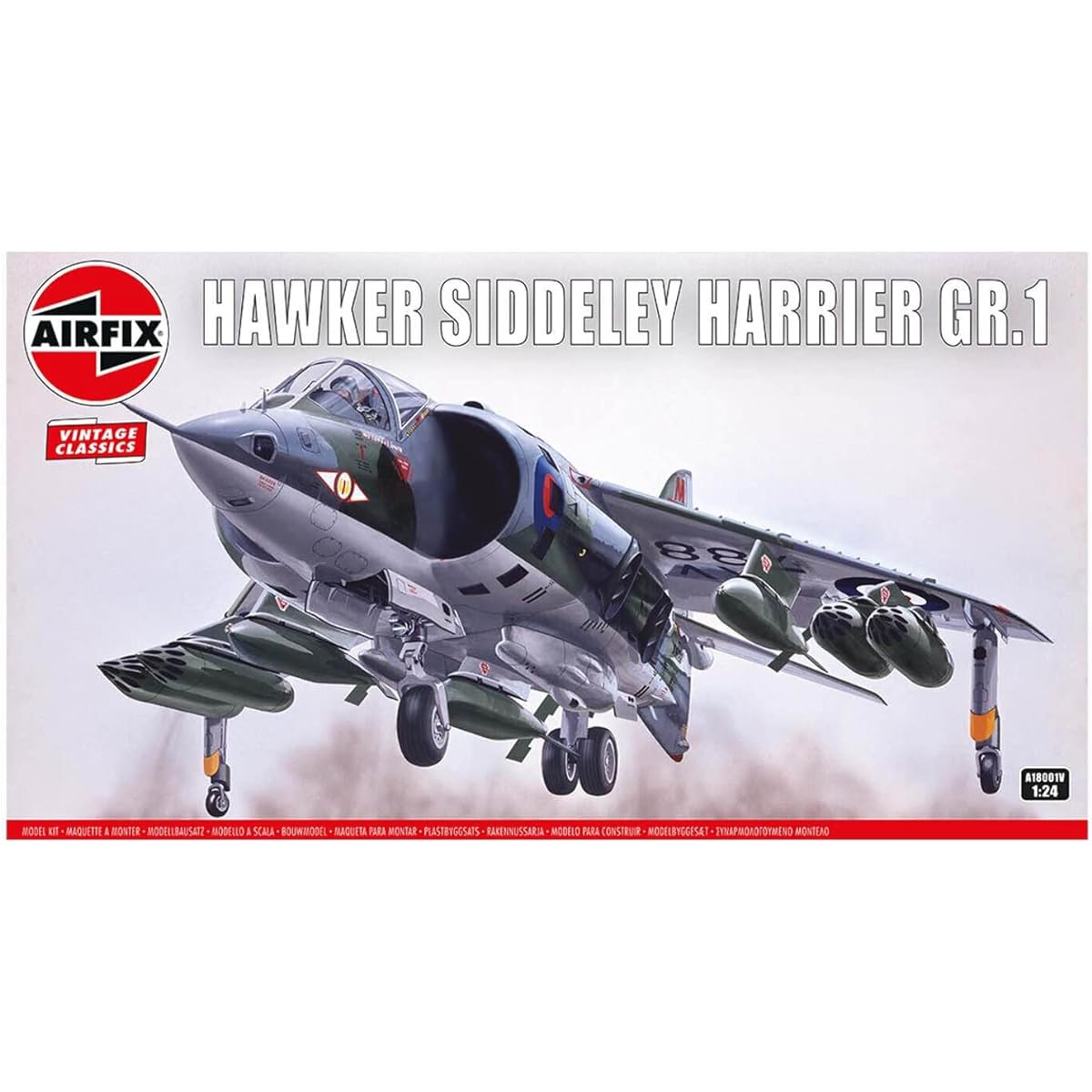Airfix 1/24 Royal Air Force Hawker Siddeley Harrier GR.1 Plastic Model X-18001V