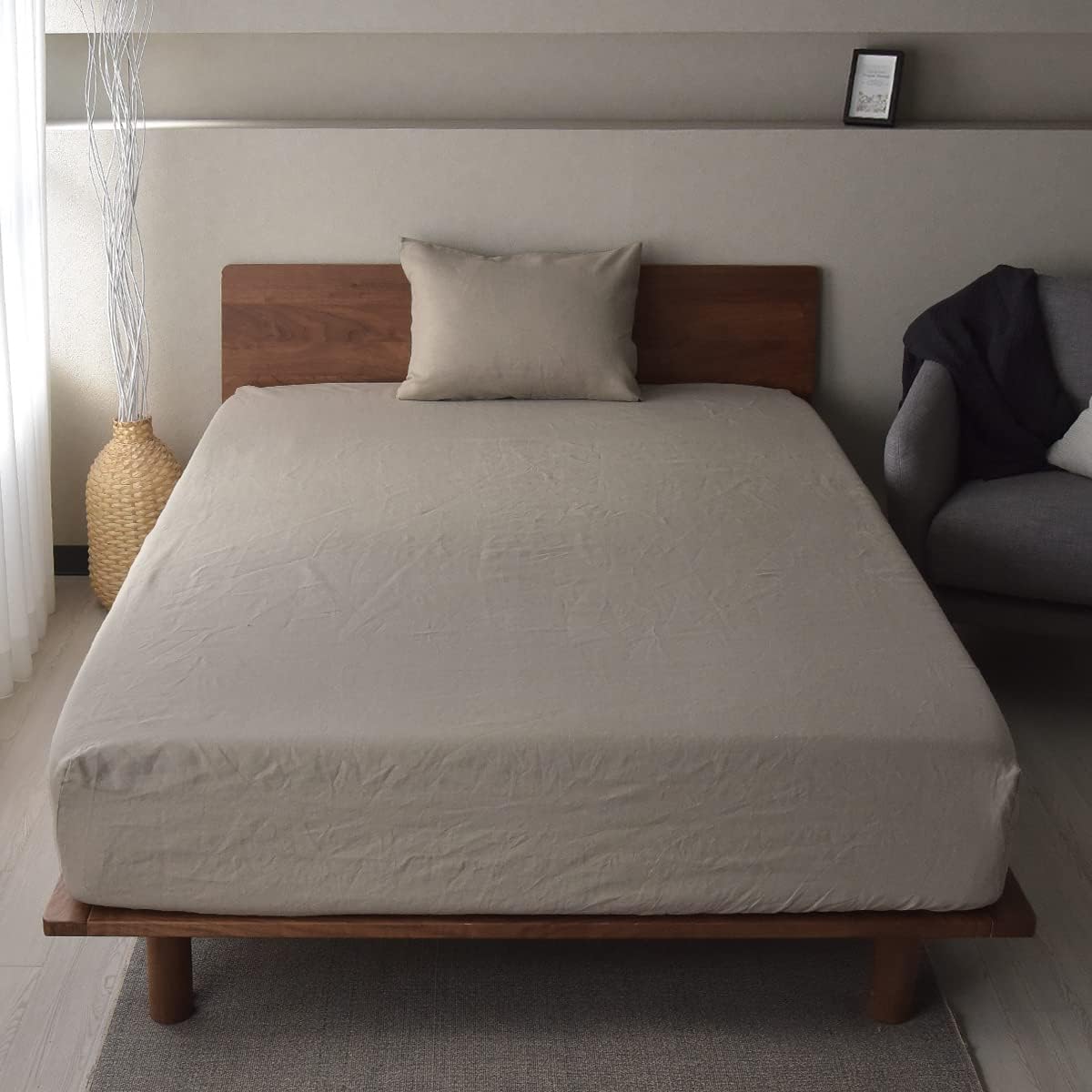 2-piece duvet cover set (fitted sheet + pillow case) Made in Japan, 100% linen, French linen, antibacterial, odor resistant, moisture wicking, quick drying, Scandinavian, natural, non-stuffy, Oeko-Tex certified (semi-double size, beige) [Lino]