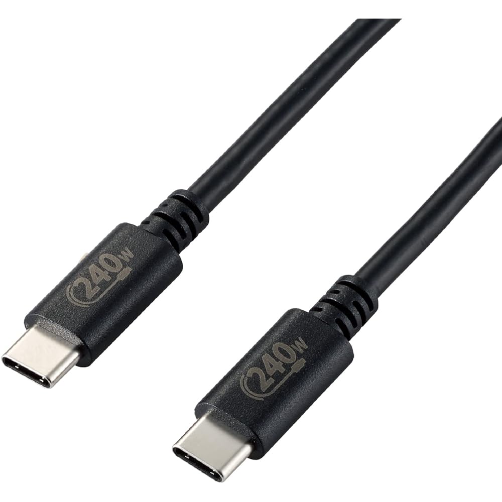 ELECOM USB Type-C Cable USB PD EPR Compatible iPhone 15 Compatible Ultra Fast Charging 240W USB-C & USB-C USB2.0 Standard Genuine Certified Product 2m Black U2C-CCPE20NBK