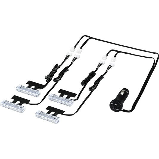 SEIWA Car Interior Supplies LED Floor Light 4 Rows Blue/White Switching Illumination F336 High Brightness LED Cigarette Plug DC12V Power Supply