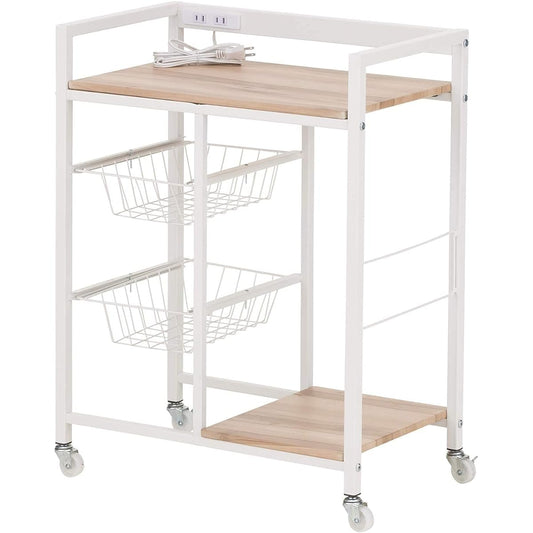 Takeda Corporation [Storage rack/shelf/with casters/outlet] Vintage Natural 56 x 34 x 72.5 cm Vintage Style Kitchen Wagon T0-VKW56VNA