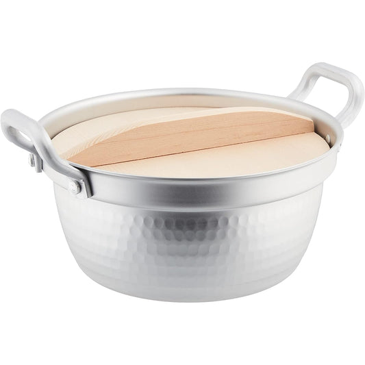 Hokuriku Aluminum Tiered Pot with Wooden Lid Mansaiden 18.5cm For Gas Fire Only Made in Japan