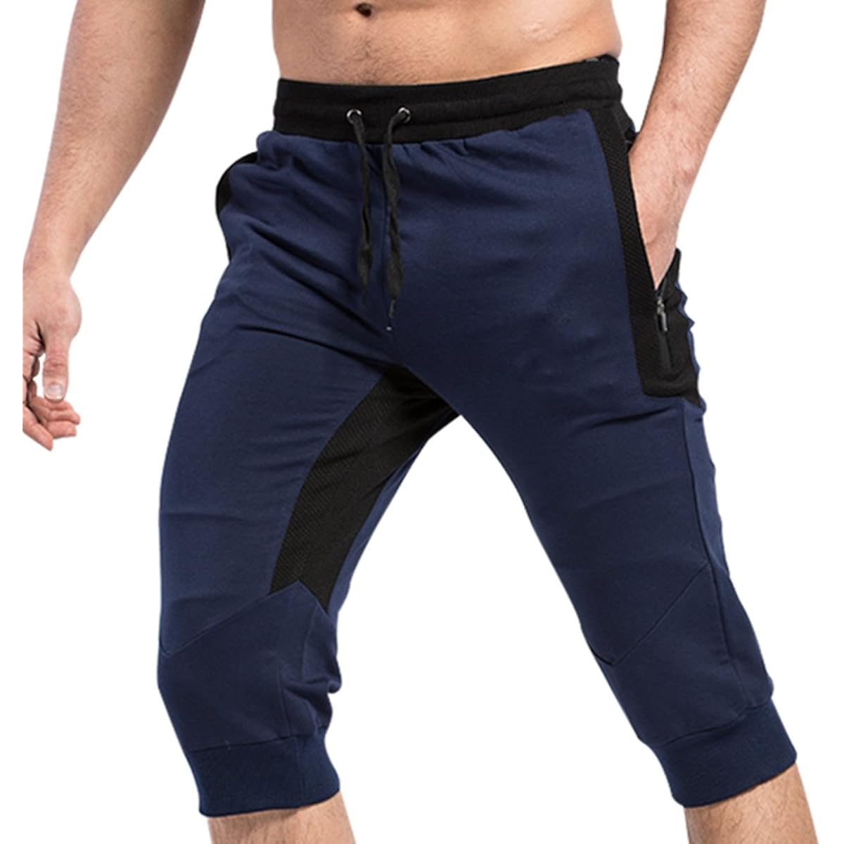 [Mechieng] Men's Jogger Pants, Training, 3/4 Length Pants, High Quality, Gym Wear, Half Pants, Breathable