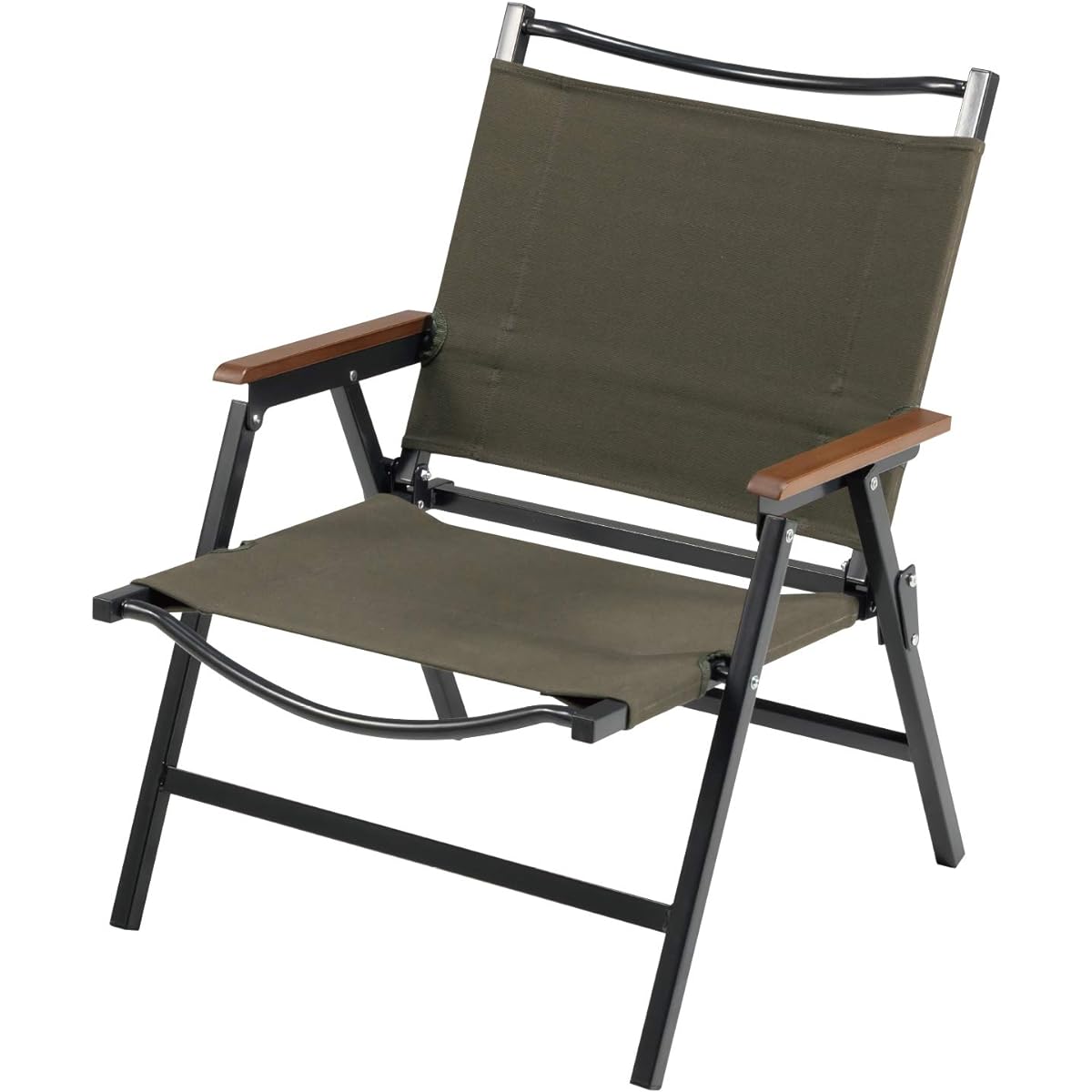 BUNDOK Low Style Chair BD-115 <Dark Olive/Beige> Foldable Cotton Armrest