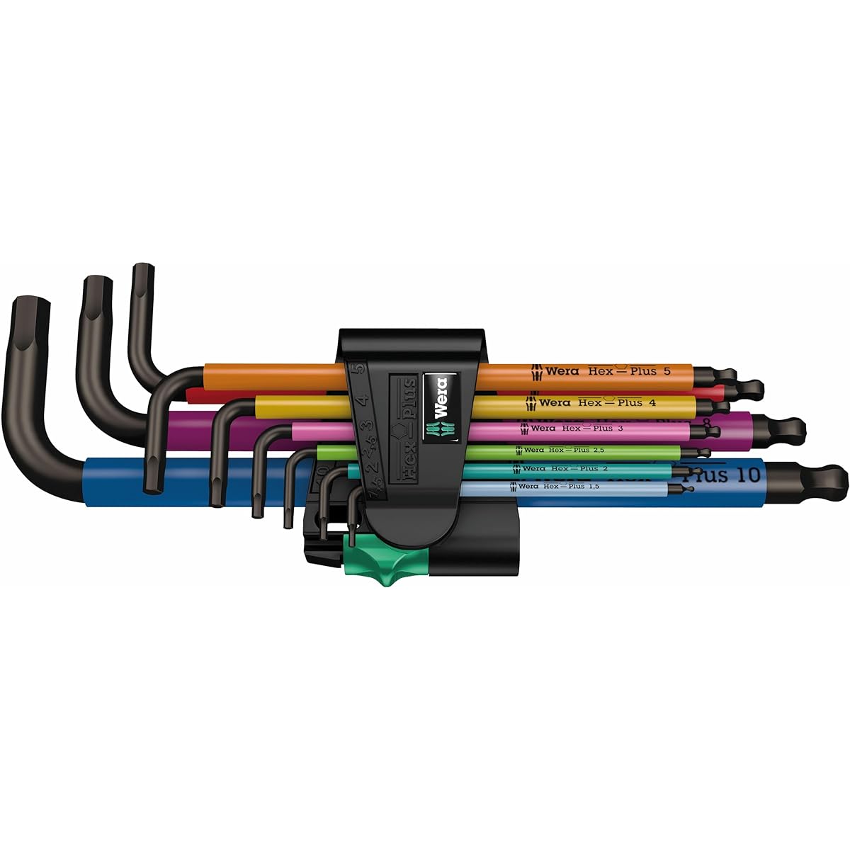 Wera 05073593001 | 950SPKL/9SMN Multicolor Hex Key Set 1.5~10.0mm Black Laser Finish Hex Wrench Set of 9 [Regular Japanese Import]