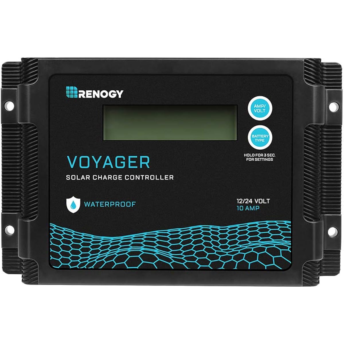 RENOGY PWM Solar Charge Controller 10A 12V/24V Compatible with Waterproof LCD Screen for Ships, Outdoors, Sleeping in the Car, Disaster Prevention, Earthquake Power Outage, Disaster Prevention Spare Parts, Sleeping in the Car [Japanese Instruction Manual