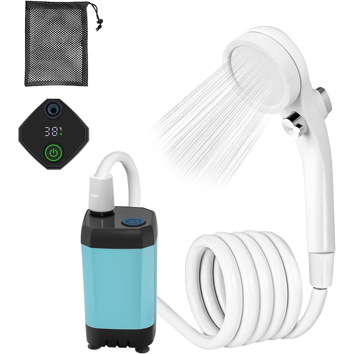 ZenCT Portable Shower Outdoor USB Rechargeable 4800mAh Electric Shower Camping Stepless Water Flow Adjustment Fishing Beach Surfing Travel Watering Car Wash Indoor Outdoor Compact Pet Shower Pet Bath Water Saving Shower Disaster Prevention Plant Irrigati