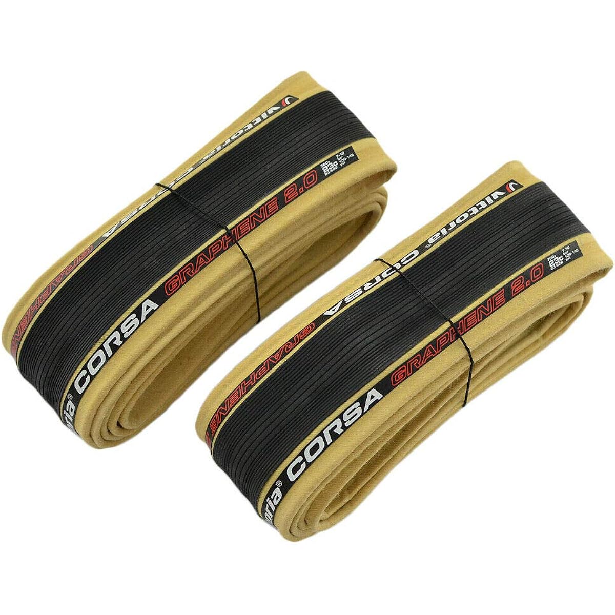 Vittoria CORSA G2.0 GRAPHENE Clincher Tire 700x23C, Skinwall and Black, VT1969