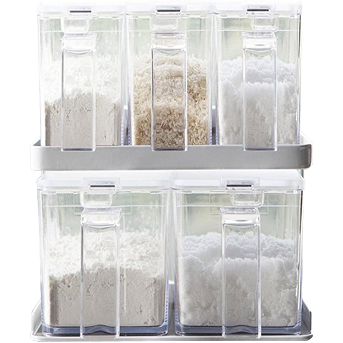 Yamazaki Jitsugyo Seasoning Container S Size 3 Pieces L Size 2 Pieces & Rack 6 Piece Set Stocker Container Case Storage Spoon Kitchen Tower White 3341 2867 3SET