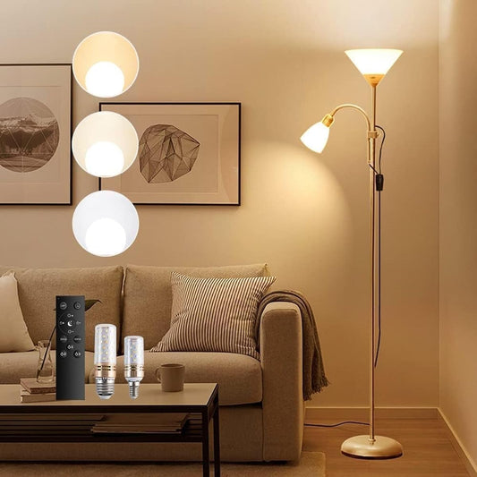 Arayuru Floor Light LED Interior Lighting Indirect Lighting Bedroom Stand Light Scandinavian Color Dimmable 2 Lights Stand Light Night Light Floor Stand Light Living Room New Life Practical (Gold)