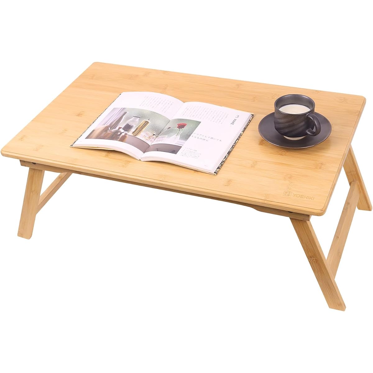 YOSHIKI Folding Table, Low Table, Bamboo Folding Table, Chabudai, Stylish, Meal, Mini Table, Bed Table, Low Table, Compact, 65 x 40 x 26.5 cm, SDGs, Plastic Free YK-BFT