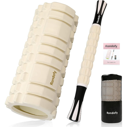 Rondofy Foam Roller Fascia Roller [2023 Industry New Development] 500KG Load Capacity Massage Roller Fascia Release Set Instructions Storage Bag Included Beginner Ultra Light Home Training Muscle Relaxation Yoga Pole Sports Equipment (White)