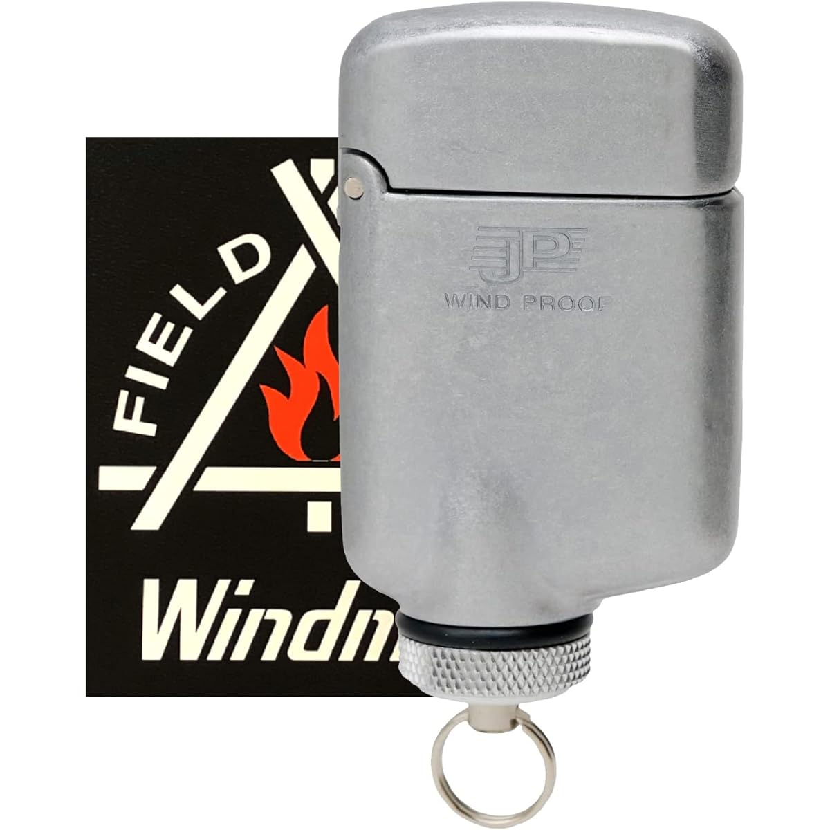Windmill Turbo Lighter Silver JP Logo Sticker Refillable Barrel JPW-1104K