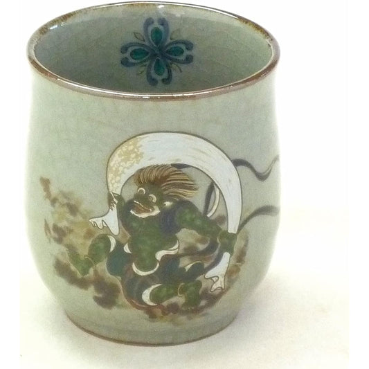 Kutani ware [Tean cup] Large Wind God and Raijin back picture