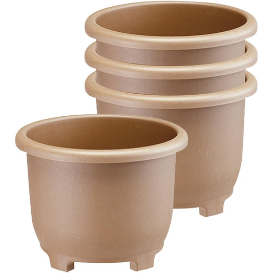 Yamato Plastic eco&eco Win Planter Round 32 Type Φ320 x H245mm Eco Brown Set of 4