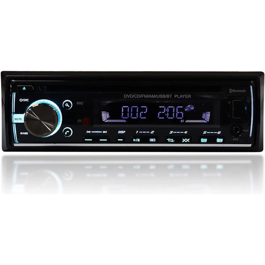 MAXWIN DVD Player Car 1DIN Audio Deck DVD CD Bluetooth MP3 Music Radio Tuner AUX External Input USB 12V Compatible DVD308