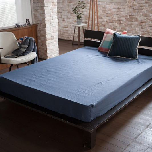 Fab the Home Fitted Sheet Indigo Double (140x200x30cm) Double Gauze FH133820-350