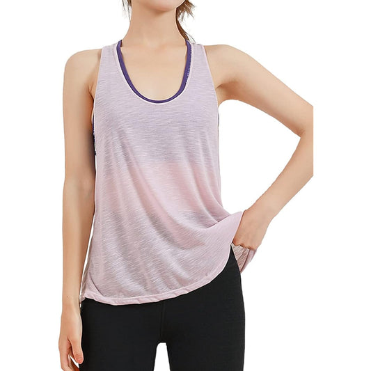 [westkun] Women's Yoga Wear Tops Tank Top Sports Shirt Fitness Cup Included