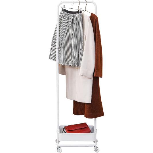 Hagihara Hanger Rack Wagon Coat Hanger [Children's Room Storage] With Casters, Mesh Type, White KR-3368WH