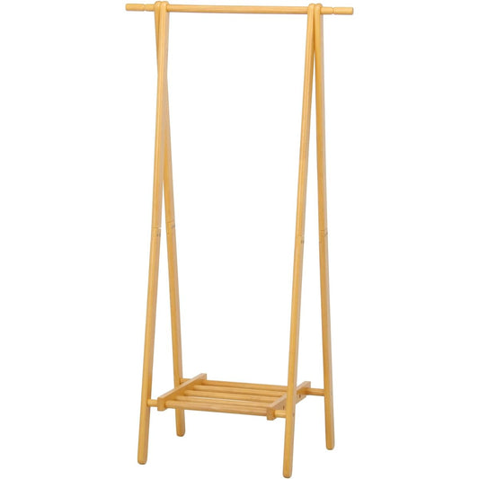 Fuji Boeki Coat Hanger Hanger Rack Slim Wooden Width 75 x Depth 45 x Height 147.8 cm Natural with Shelf Entrance 14104