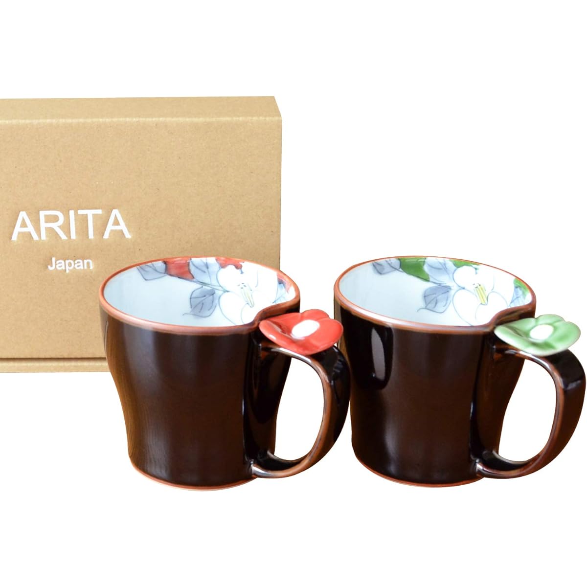 Mug Pair Present Gift Boxed Arita Ware Microwave Safe Coffee Cup Flower Painting Made in Japan