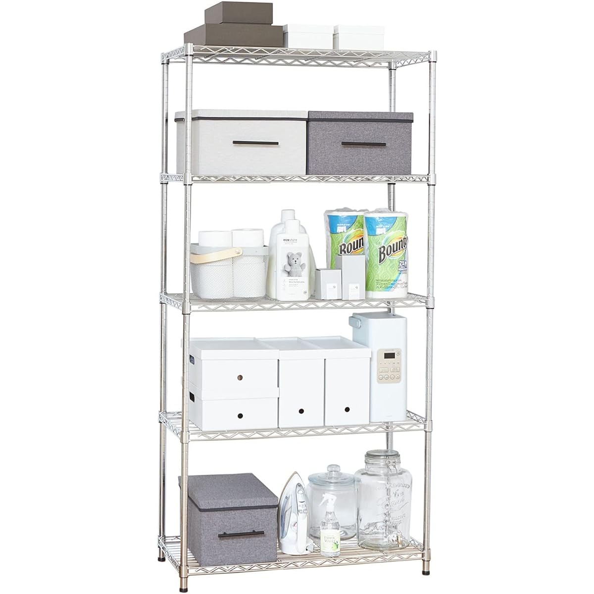 Doshisha Rack, Steel Rack, Shelf, 5 Tiers, Storage, Width 85.5 x Depth 40.5 x Height 174cm, Overall Load Capacity 325kg, Lightweight, Slim Steel Shelf, Kitchen Rack, Stovetop, Kitchen Storage, Closet Storage, Clothes Storage, Pole Diameter 22mm WR22-8517