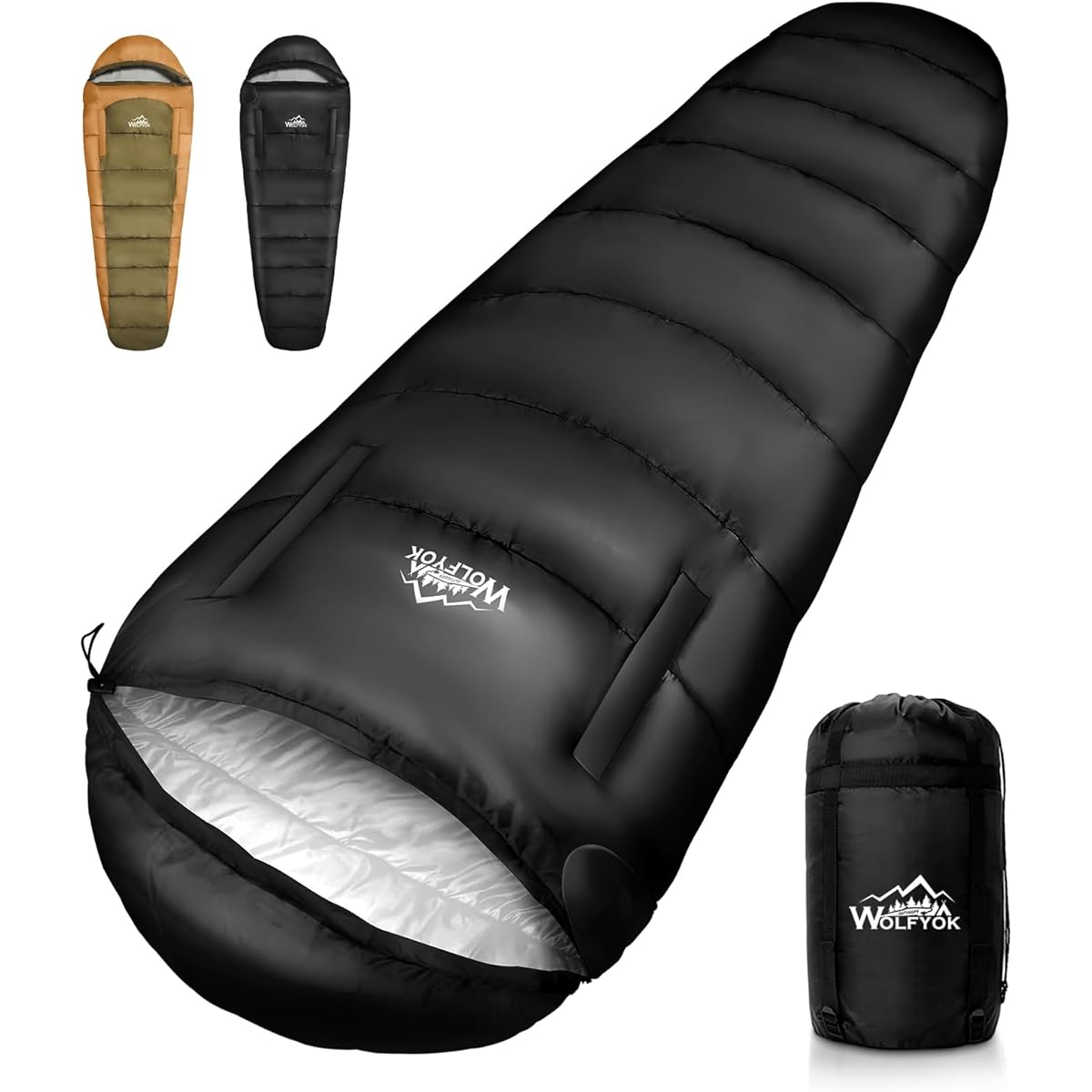 Sleeping bag for winter, Mummy type [Can take out both hands/230T waterproof] Mummy sleeping bag Mummy sleeping bag for fall/winter, 1.8kg total weight -18℃ cold resistant